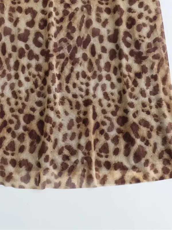 Vestido Longo de Tule Estampa Leopard