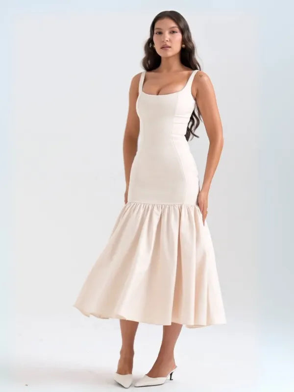 Vestido Creme Cintura Baixa Julienne