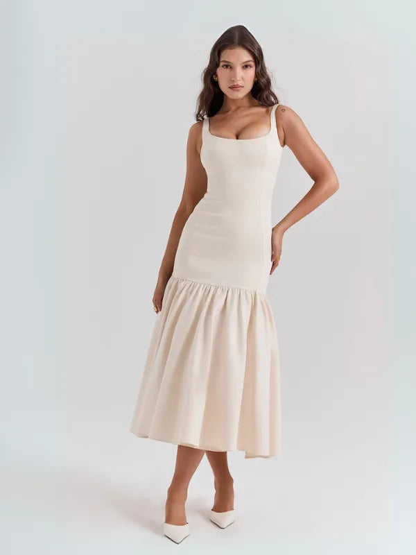 Vestido Creme Cintura Baixa Julienne