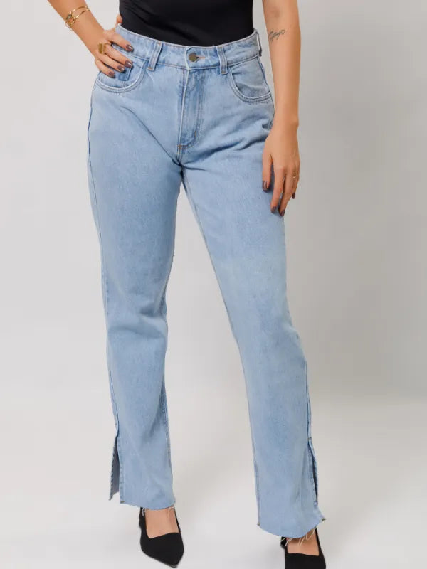 Calça Jeans com Abertura Lateral Helenita