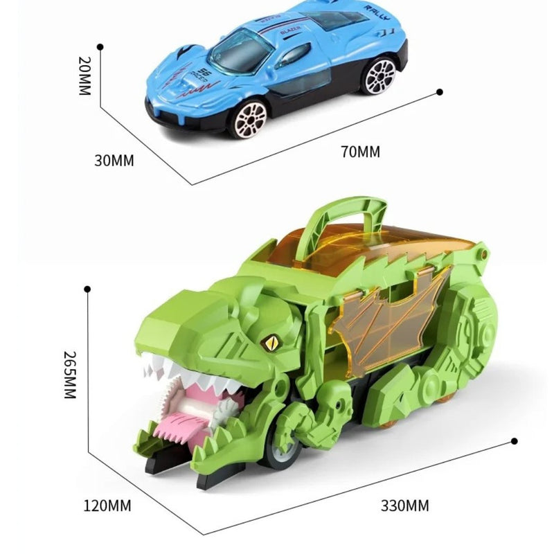 Dinossauro Devorador de Carro Tiranossauro Rex | Brinquedo Infantil de Armazenamento e Deslizamento