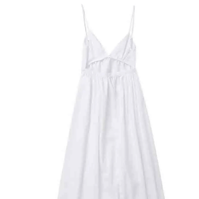 Vestido Longo Branco Decotado Nina